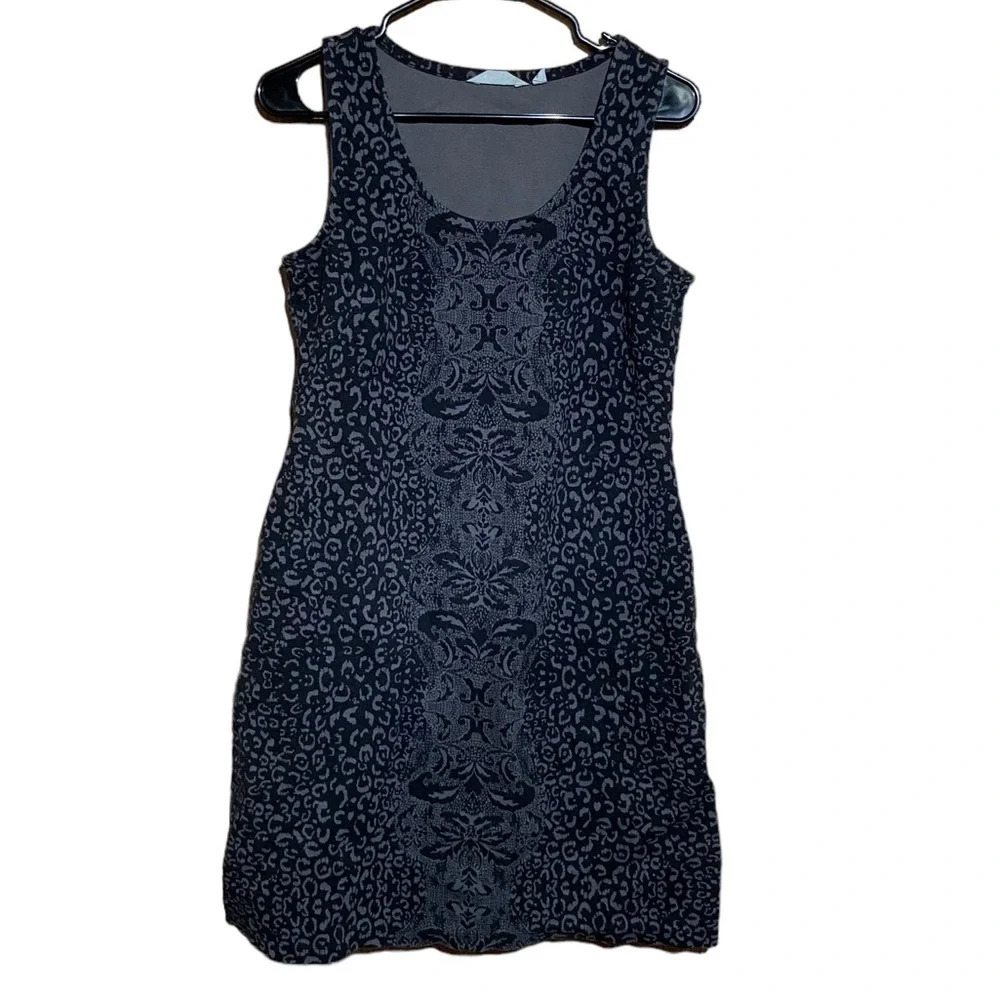 Athleta Shayla Animal Print Sleeveless Dress Black Gray Size‎ Medium Tall